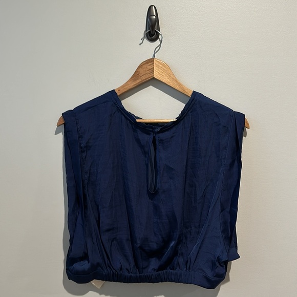 NWT Free People Remi Crop Top Large Smokey Sapphire Sleeveless Keyhole Back L - Picture 9 of 11